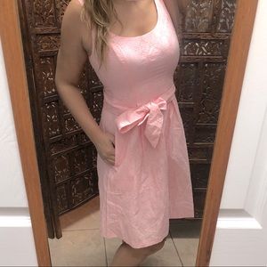 Nine West Light Pink Textured Belted Swing Dress 8